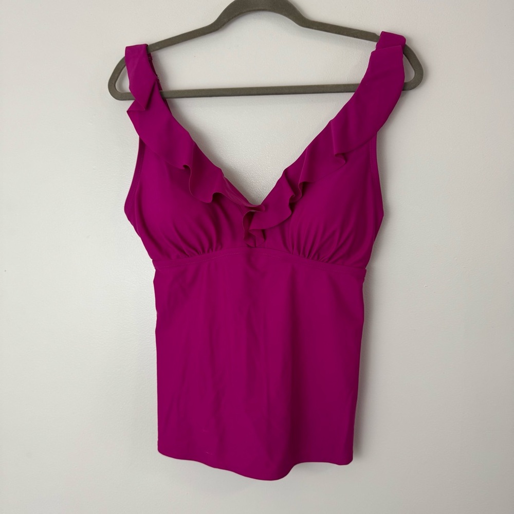 DKNY Women's 2 Piece Ruffled Tankini Swimsuit Bathing Suit Pink Size XXL - Picture 4 of 11